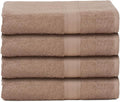 Casa Lino 100% Cotton Hand Towels for Bathroom - Soft, Highly Absorbent & Quick Dry Kitchen Towels - Gym Towel Set - Travel Towel Set - 24" x 16" - Pack of 4 - (Brown)