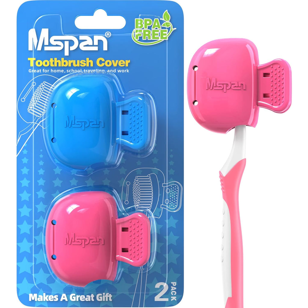 Mspan Toothbrush Protector Clip Pod: Tooth Brush Head Pods Compatible with Oral-B Philips Colgate for Manual & Electric Toothbrush - 2 Packs