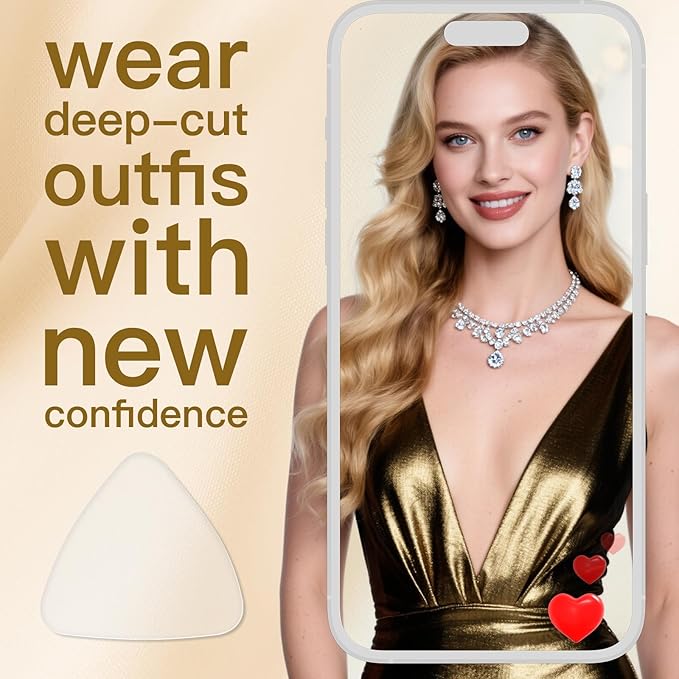 2PCS Triangle Silicone Chest Wrinkle Pads for Décolleté – Reusable Anti-Wrinkle Chest Patches for Women – Firming & Hydrating Silicone Pads for Chest Lines – Medical-Grade & Eco-Friendly