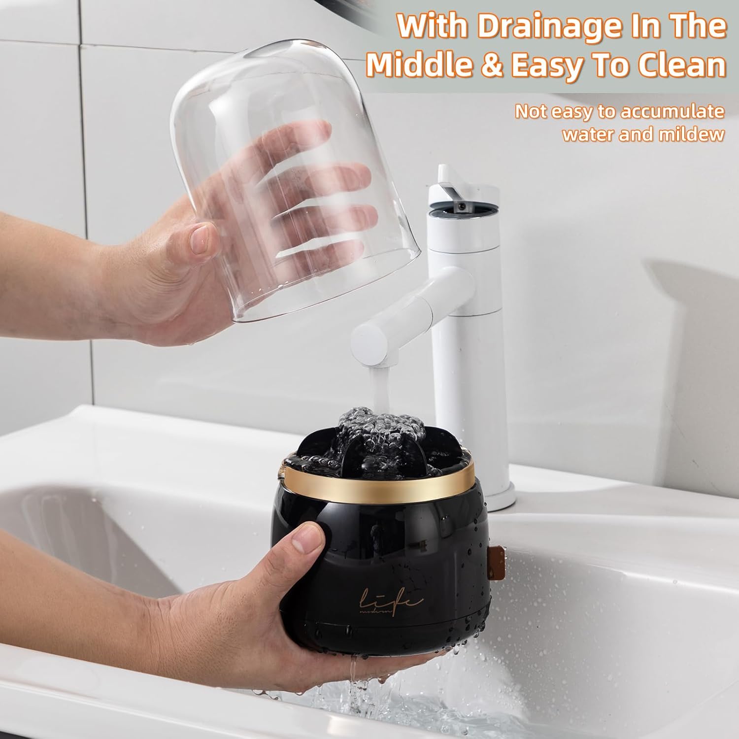 Toothbrush Holders for Bathrooms, Rotating 7 Slots Electric Toothbrush Holders with Cover, Countertop Toothpaste Organizers (Black)