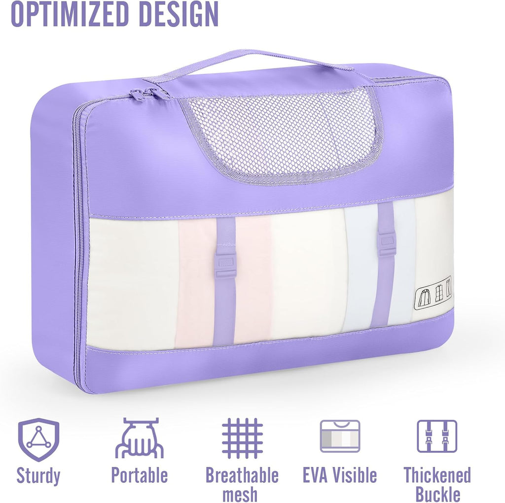Veken 10 Set Packing Cubes for Travel Essential, Suitcase Organizer Bags in 4 Sizes, Carry-On Luggage Accessories with Large Laundry & Hanging Toiletry Bag, Must-Have for Airplane, Road Trip & Camping