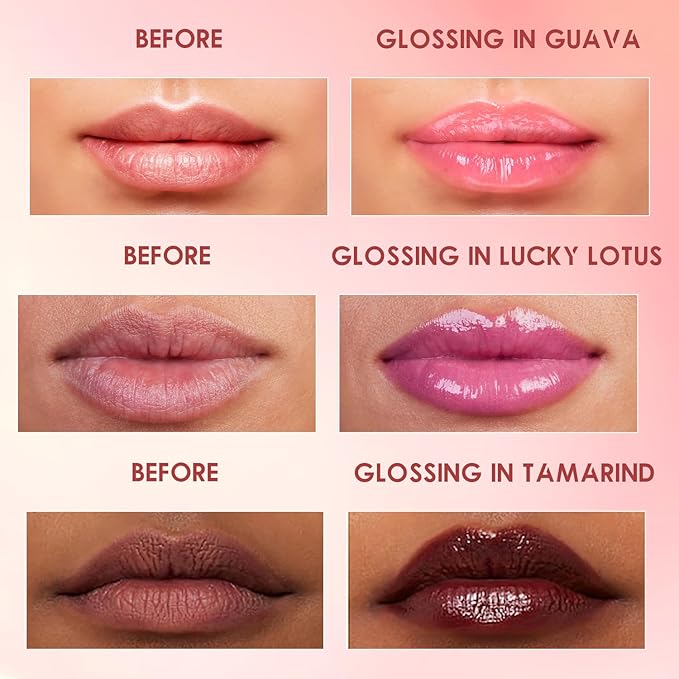 Lips Staining Lip Oil, Lips Staining Long-Lasting Waterproof Moisturizing Lip Oil, Dynamic Finish that Goes on Glossy and Leaves a Stain, Non-Sticky Lip Glow Makeup (Lucky Lotus)