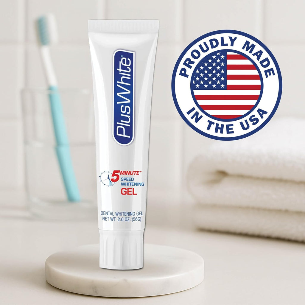 Plus White Speed Whitening Gel - 5 Minute Results - Professional at Home Teeth Whitening w/Dentist Approved Ingredient & Tooth Stain Remover (2 oz)