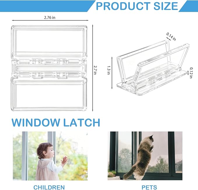 2 Pack Sliding Door Lock Window Locks, for Sliding Glass Doors & Windows, Sliding Closet Door stoppers, Easy to Installation Provides More Security for Your Baby and Pets (Clear)