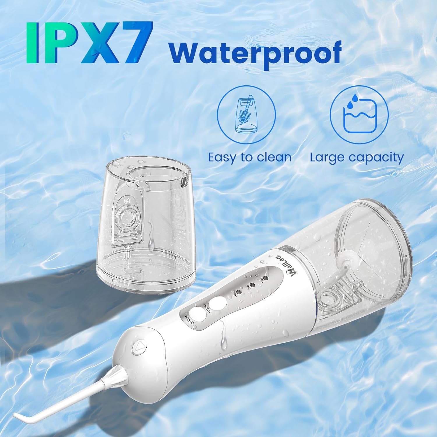 Water Flosser for Teeth, Portable Oral Irrigator Rechargeable Water Dental Flosser Pick with High Pressure 5 Jet Tips, IPX7 Travel Water Flossing for Brace Teeth Cleaner Gum Care