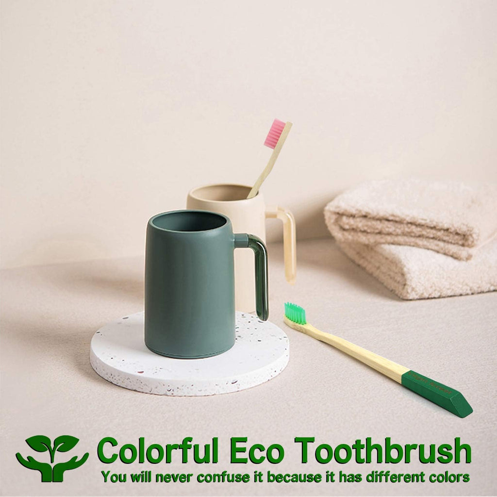 Virgin Forest Bamboo Toothbrush, Natural Eco Friendly Wood Toothbrushes, Biodegradable Charcoal Tooth Brush, Pack of 6