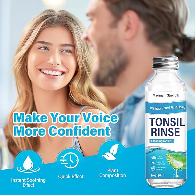 Tonsil Stone Remover, Natural Oral Rinse Liquid wihout Alcohol, Tonsil Stone Mouthwash to Help Soothe Tonsils, Fight Bad Breath, 4 Fl Oz