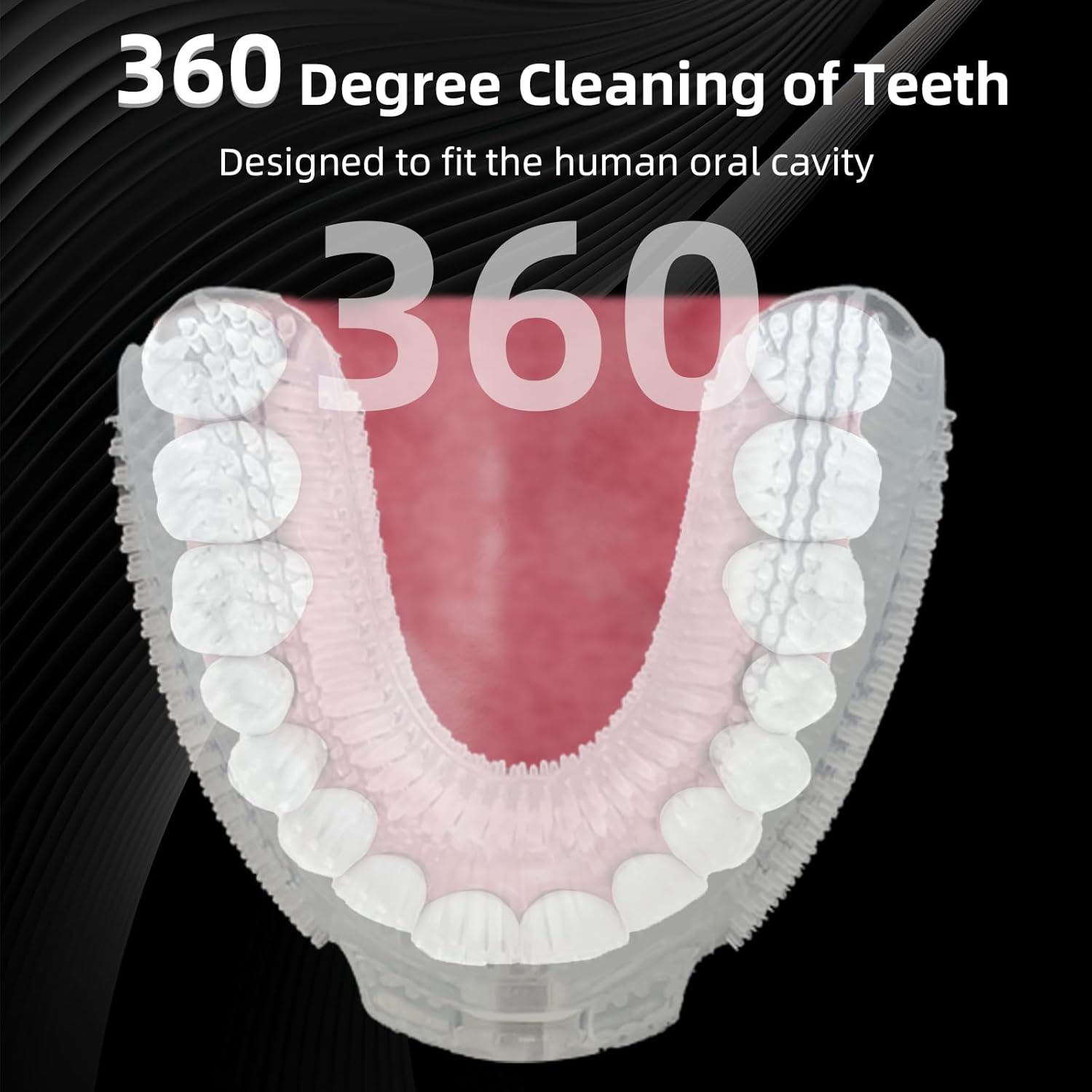 Ultrasonic U-Shaped Toothbrush for Adults, Electric Toothbrush for Teeth Whitening, Automatic 360-degree with Waterproof IPX7, 4 Modes for Cleaning(Black)