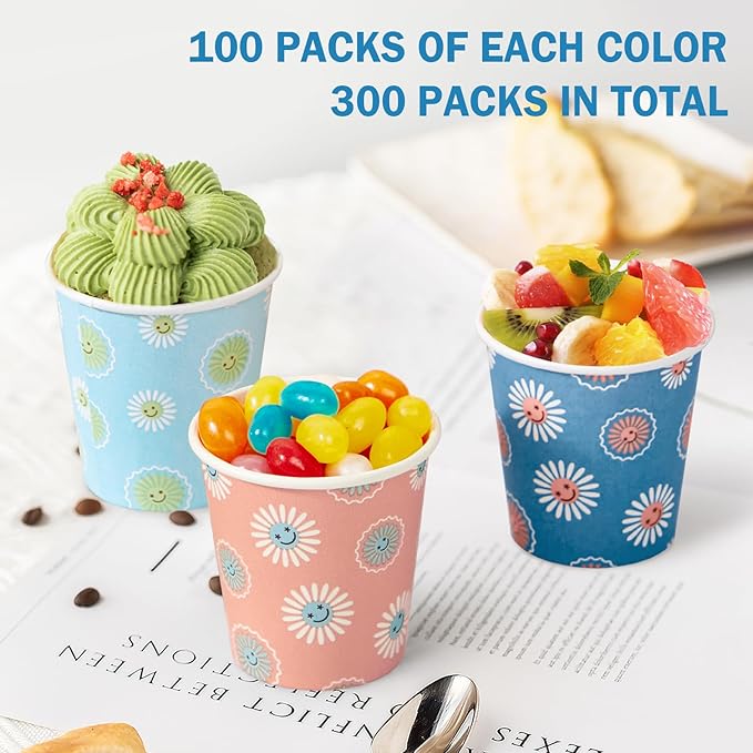 SIUQ 1200 Pack 3 oz Paper Cups, Disposable Bathroom Cups, Mini Mouthwash Cups, Small Cup 3 Ounce for Bathroom, Party, Picnic, BBQ, Travel(Daisy)