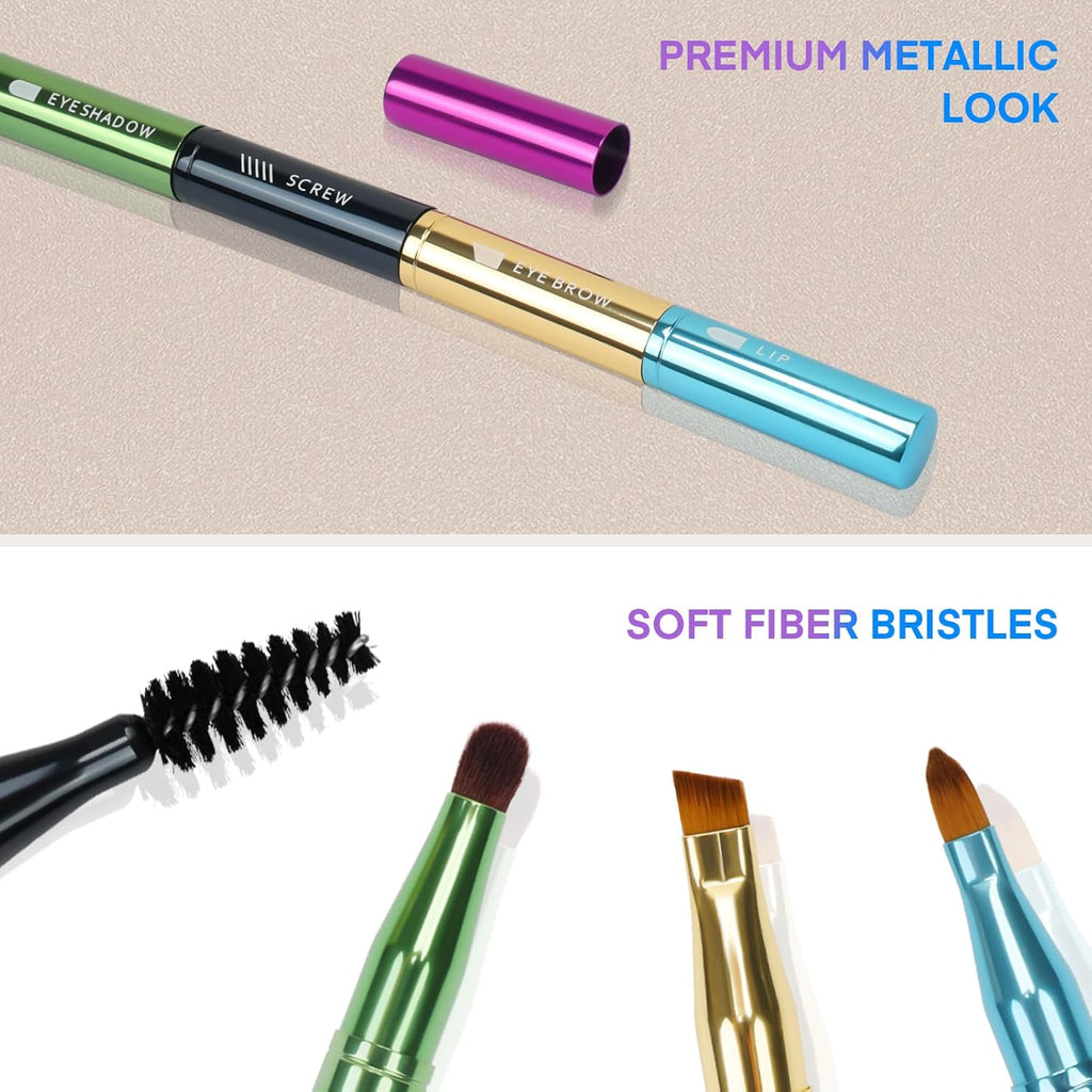 Unaone 4 in 1 Makeup Brush - Lip Brush for Lipstick, Eyebrow, Eyeshadow, Spiral Eyebrow Portable Detachable Multi-functional Lipstick Brush for Makeup