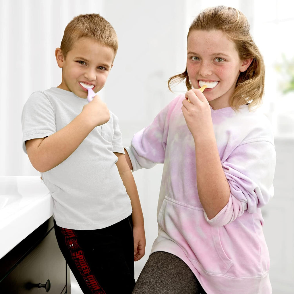 Kids' U Shaped Toothbrush Age 2-6 - Two Premium Soft Toothbrushes Come with 2 Travel Cases - Sensory Toothbrush - Round Silicone Toothbrush Head Makes Brushing Fun & Easy - 1 Purple, 1 Yellow