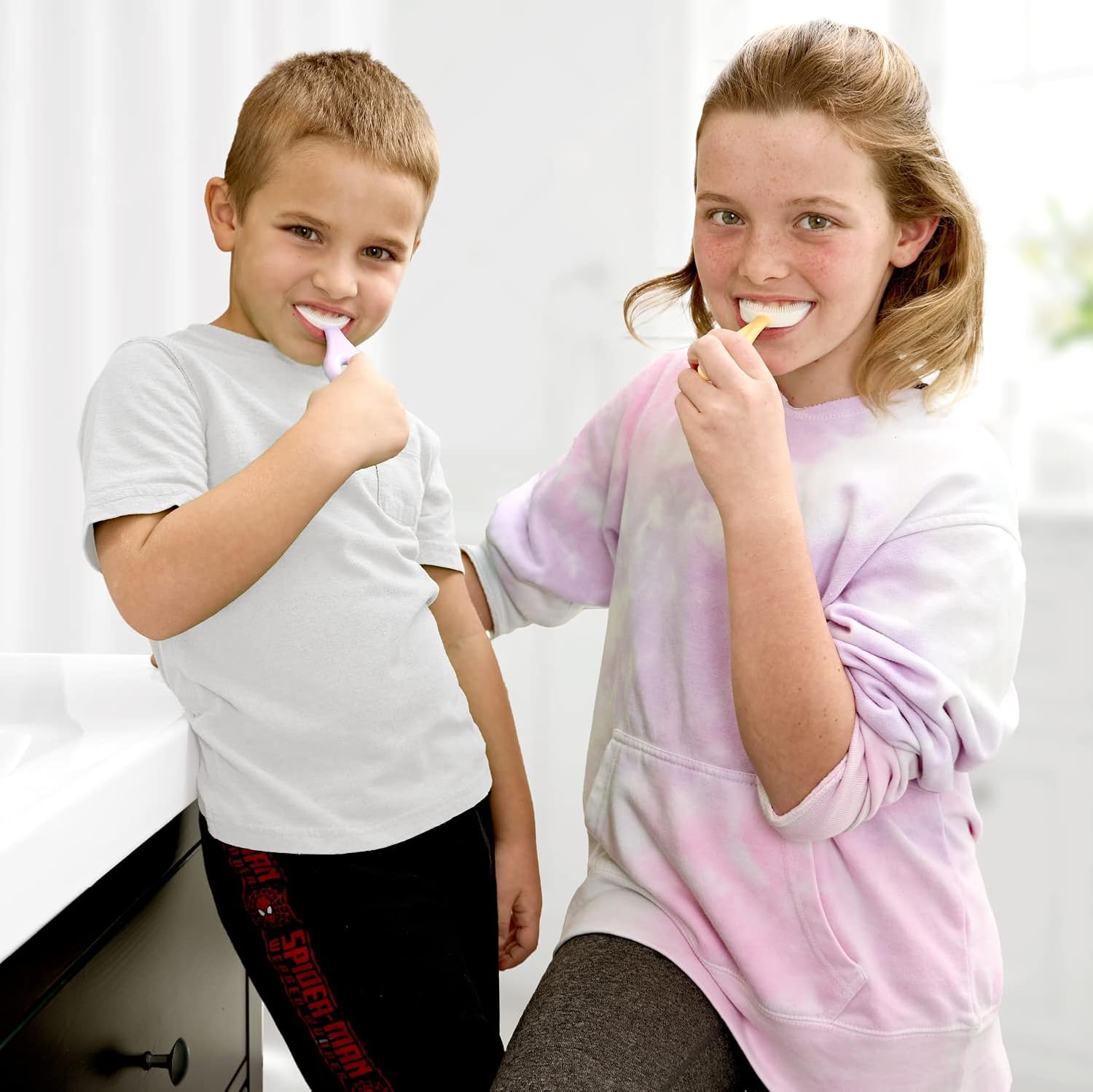 Kids' U Shaped Toothbrush Age 2-6 - Two Premium Soft Toothbrushes Come with 2 Travel Cases - Sensory Toothbrush - Round Silicone Toothbrush Head Makes Brushing Fun & Easy - 1 Purple, 1 Yellow