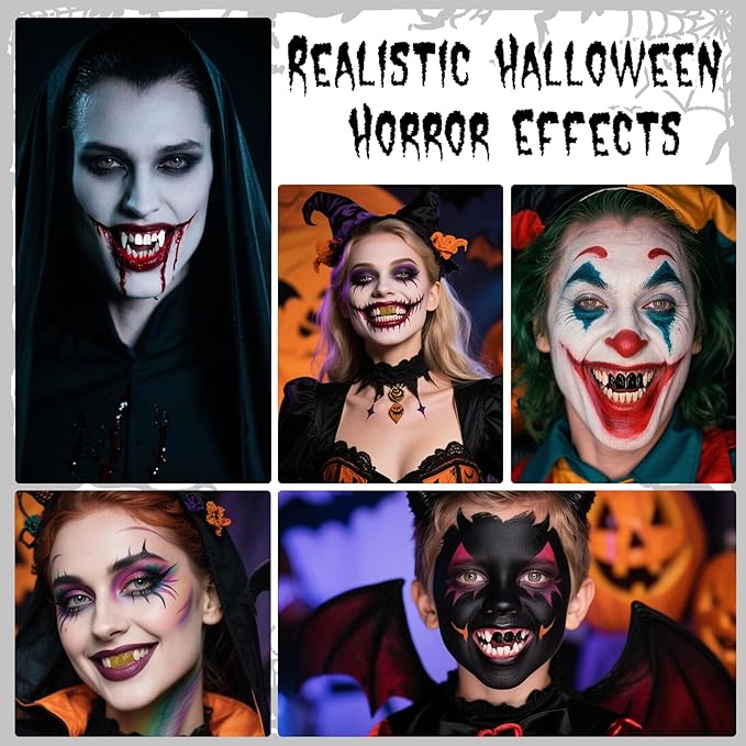 Professional Halloween Yellow Tooth Paint, Temporary Nicotine Color Tooth Paint，Decayed Rotten Cruddy Missing Teeth Makeup, Perfect for Cosplay, Halloween Makeup, Theater, Costume Party