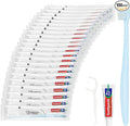 Disposable Toothbrushes with Toothpaste, Travel Toothbrush Kit, Individually Packaged, Light Blue, with Floss Picks, Suitable for Hotel, Home, Camping, Travel (100-PACK)