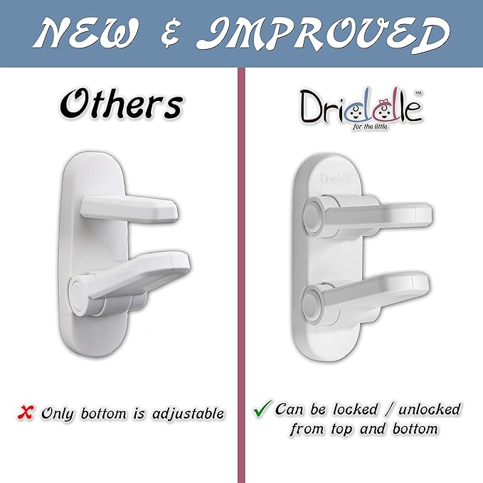 3 Pack - Door Lever Baby Safety Lock - Baby Proofing - Prevent Little Kids from Opening Doors with A Child Proof Door Handle Lock - 3M Adhesive - Driddle