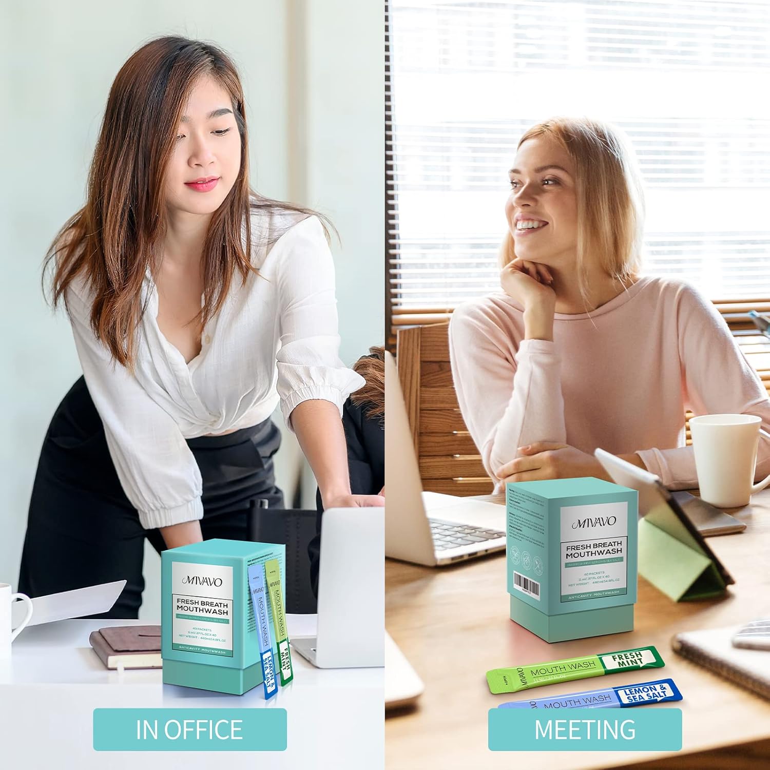 Travel Sizet Mouthwash Portable Strip Mouthwash for Fresh Breath Mint and sea Salt Mixed 20 Each