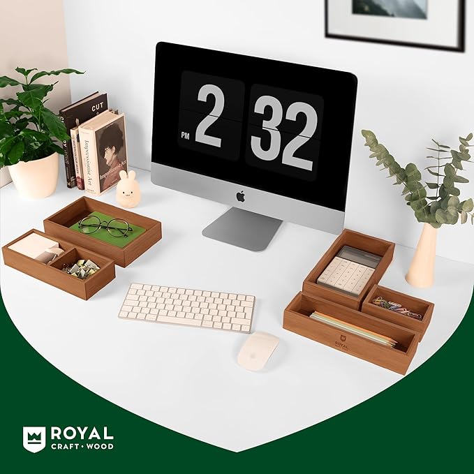 ROYAL CRAFT WOOD Premium Carbonized Bamboo Sticky Note Holder – Elegant & Durable Post-It Note Dispenser for Office Desk Organization