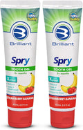 Brilliant Oral Care Kids Fluoride Free Toothpaste, Spry Gel with Xylitol, Strawberry Banana Flavor for Ages 3+ Months, 2 fl oz, 2 Pack