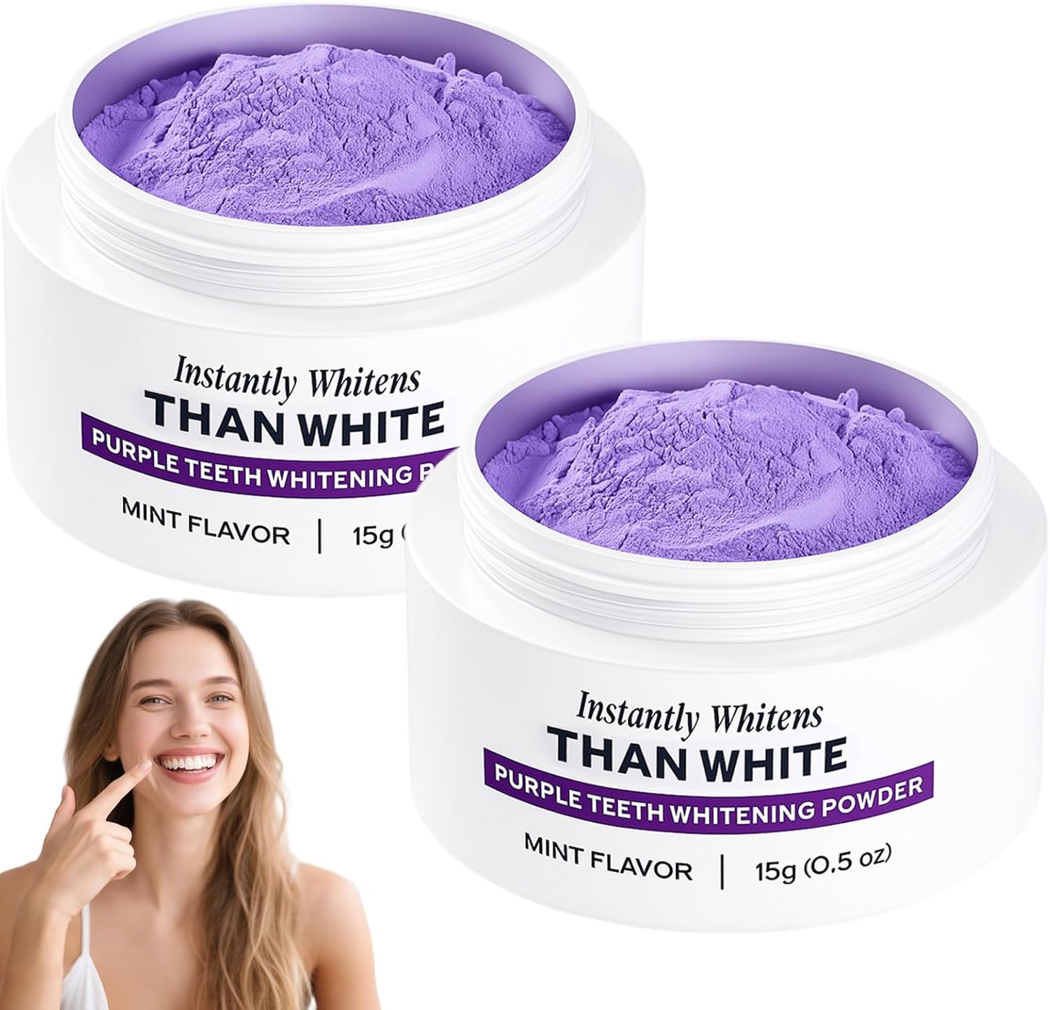 Purple Teeth Whitening Powder, Advanced Tooth Restoration Powder, Natural Teeth Restoration Powder-15g, Professional Oral Care, Protect Gums and Freshen Breat (2 Bottle)