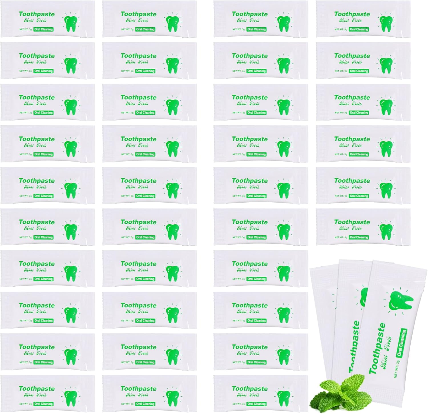 Too Small Bulk Travel Size Toothpaste Pack of 30,0.105 oz Extra Small Toothpaste Travel Size Bulk Mint Mini Disposable Toothpaste for Hotel,Guests,Homeless,Charity(Only Good for Single Use)