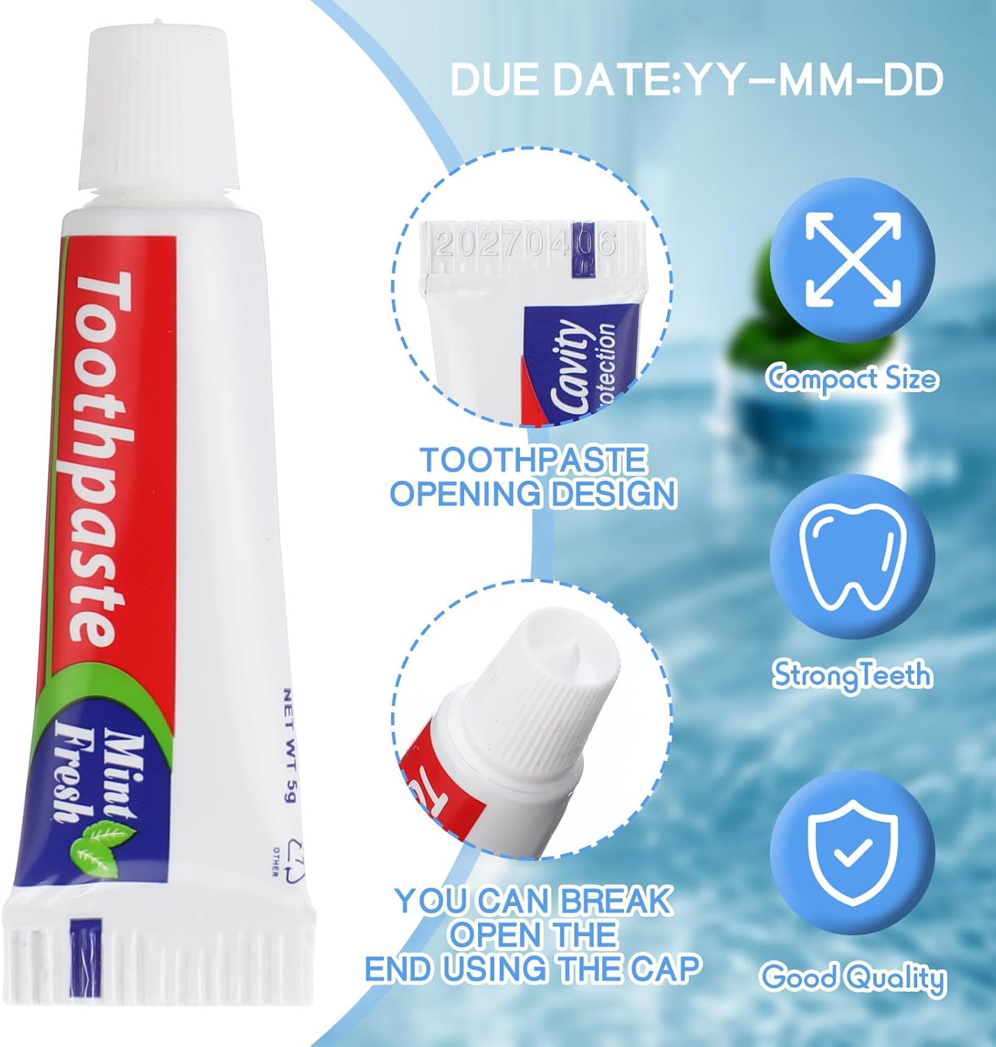 Mini Toothpaste Bulk Regular Clean Mint Toothpaste for Bad Breath, Helps Freshens Breath, Whitens Teeth Travel Size 0.18oz for Home Hotel Office School Camping