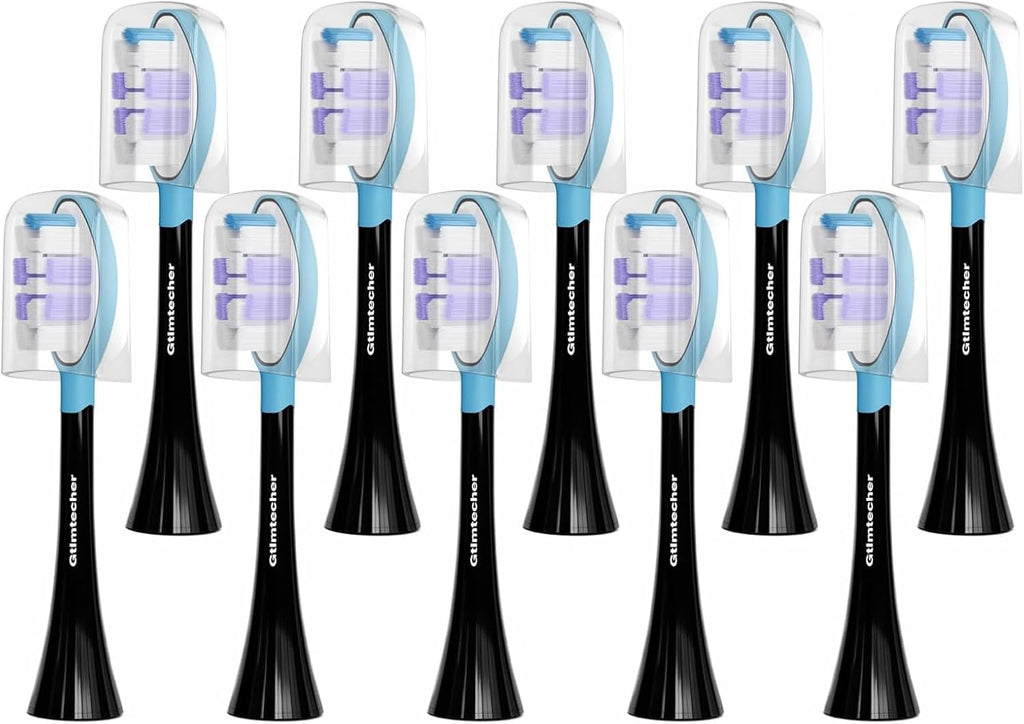 Electric Toothbrush Heads for Philips Sonicare Replacement Heads, 10 Pack Adults Kids 7+ Sonicare Toothbrush Replacement Brush Heads Philips Sonicare Sensitive Replacement Heads C2 C3 G2 G3 A3, Black