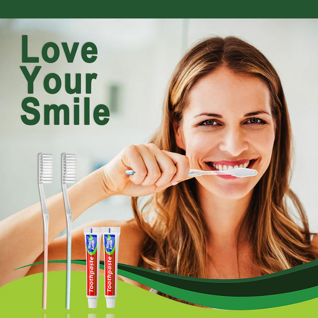 200 pcs Disposable Toothbrushes with Toothpaste Individually Wrapped, 2 Color Toothbrushes, 10g Travel Toothpaste, Bulk Toothbrushes Toothpaste for Homeless,Airbnb,Hotel