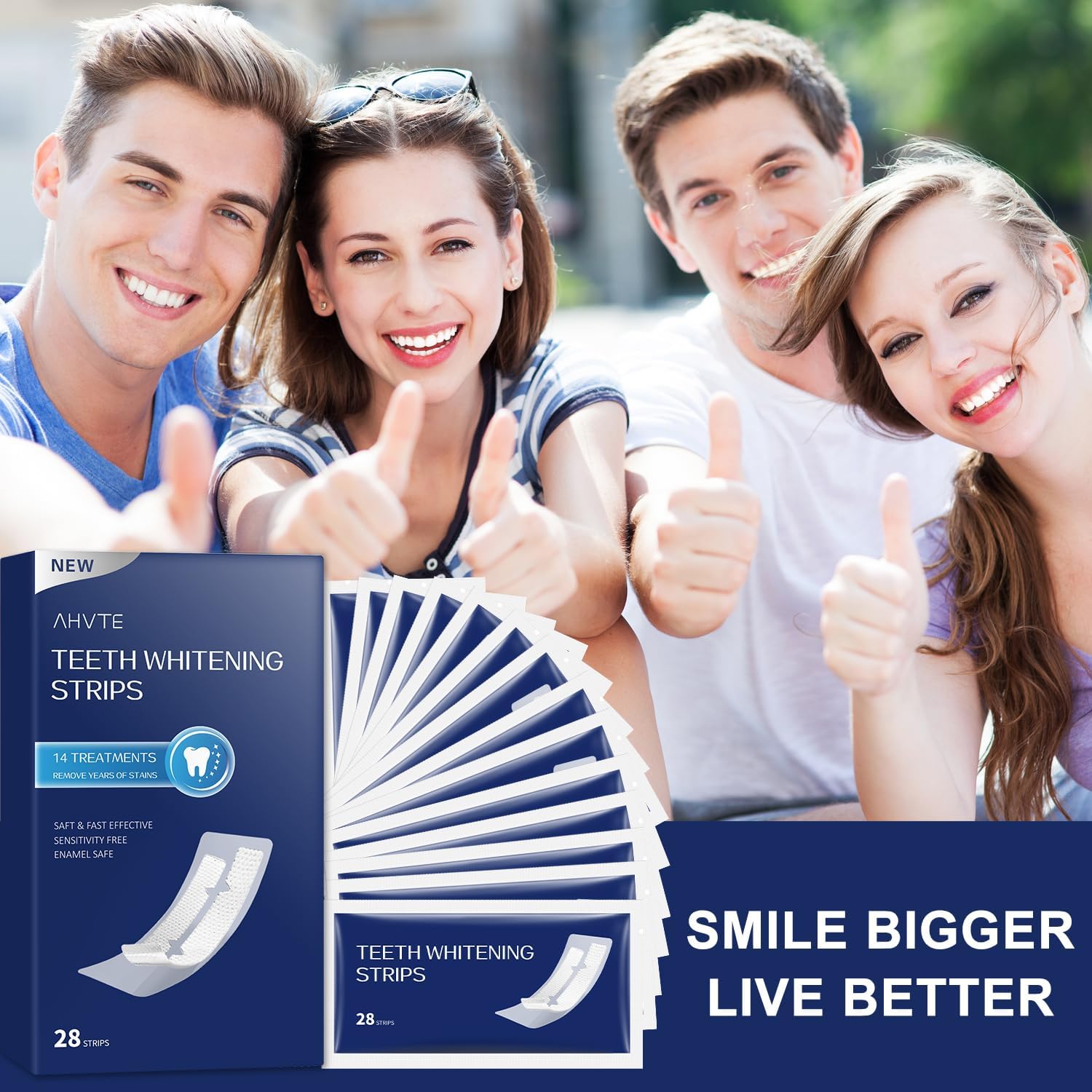 Teeth Whitening Strips,Enamel Safe, 28 Strips for Sensitive Teeth,Professional and Natural Teeth Whitening Kit,14 Treatments