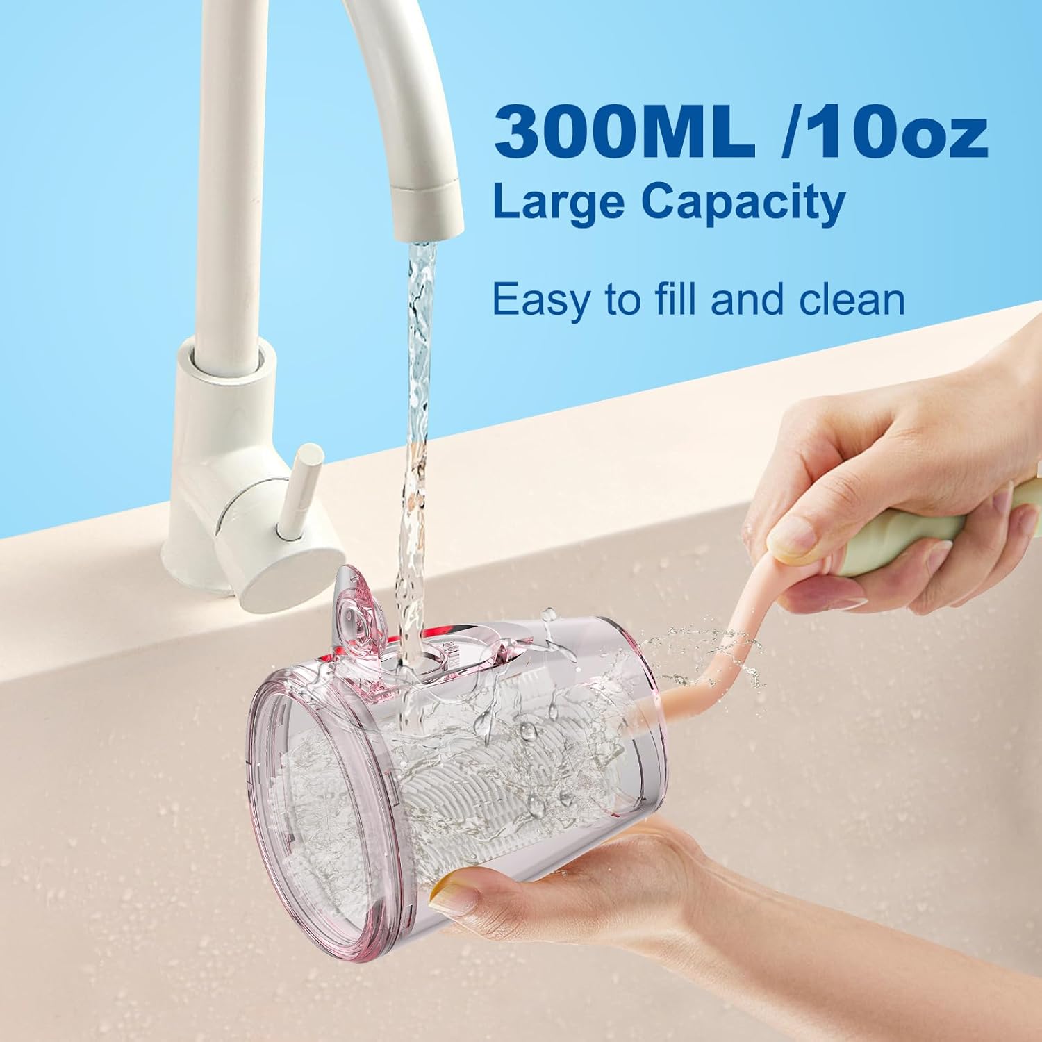 Water Flosser for Teeth, 300ML Cordless Oral Irrigator Rechargeable Dental Flosser Picks with 5 Modes 5 Jet Tips,IPX7 Waterproof Teeth Cleaner for Braces Gum Care, Home Travel Use