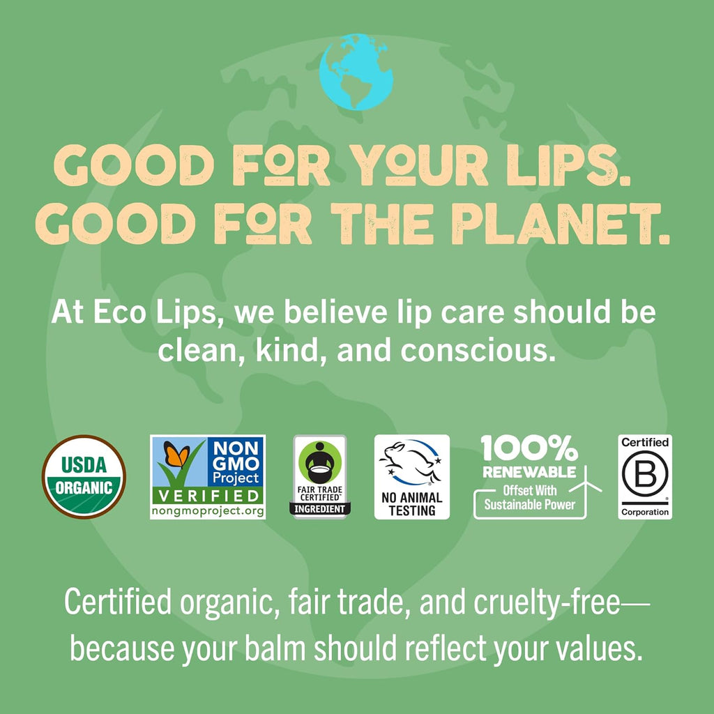 Eco Lips Mongo Kiss Organic Lip Balm 4 Pack - 100 Percent USDA Organic - Soothe, Moisturize Dry, Cracked and Chapped Lips - Made in USA (Peppermint & Vanilla Honey)