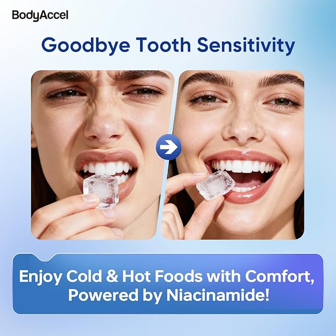 BodyAccel Intensive Radiant Niacinamide Toothpaste – Deep Clean Stain Removal, Brighten Teeth & Reduce Yellowing, Fluoride-Free, Enamel-Safe, Improves Gum Health, 1 Pack