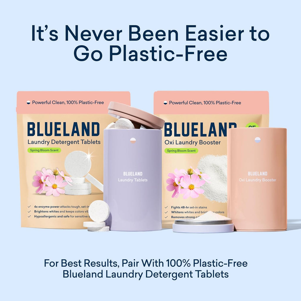 BLUELAND Oxi Laundry Booster Powder Refill 2-Pack, Spring Bloom Scent, 50 Loads, 35.2 oz, Plastic-Free, Eco Friendly, Oxy Cleaner, Stain Remover