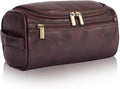 Toiletry Bag for Men, Hanging Travel Shaving Dopp Kit for Men and Women, Water-resistant Toiletries Organizer Bags, PU Leather Cosmetic Bags for Makeup Accessories (Dark Coffee)