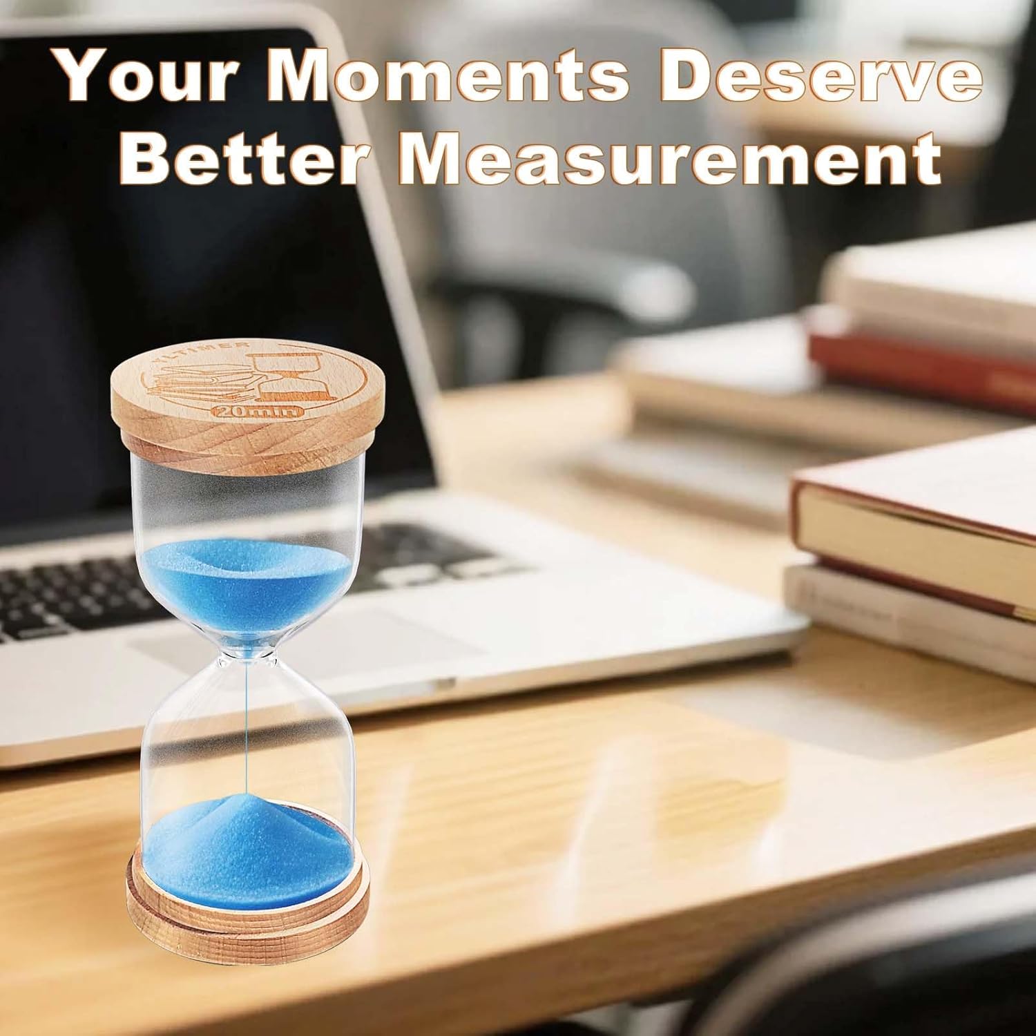 3 Minute Sand Timer for Classroom, 3min Wooden Hourglass Sand Clock, Small Hour Glass Sandglass for Kids, Game, Desk Office Decoration (Blue)