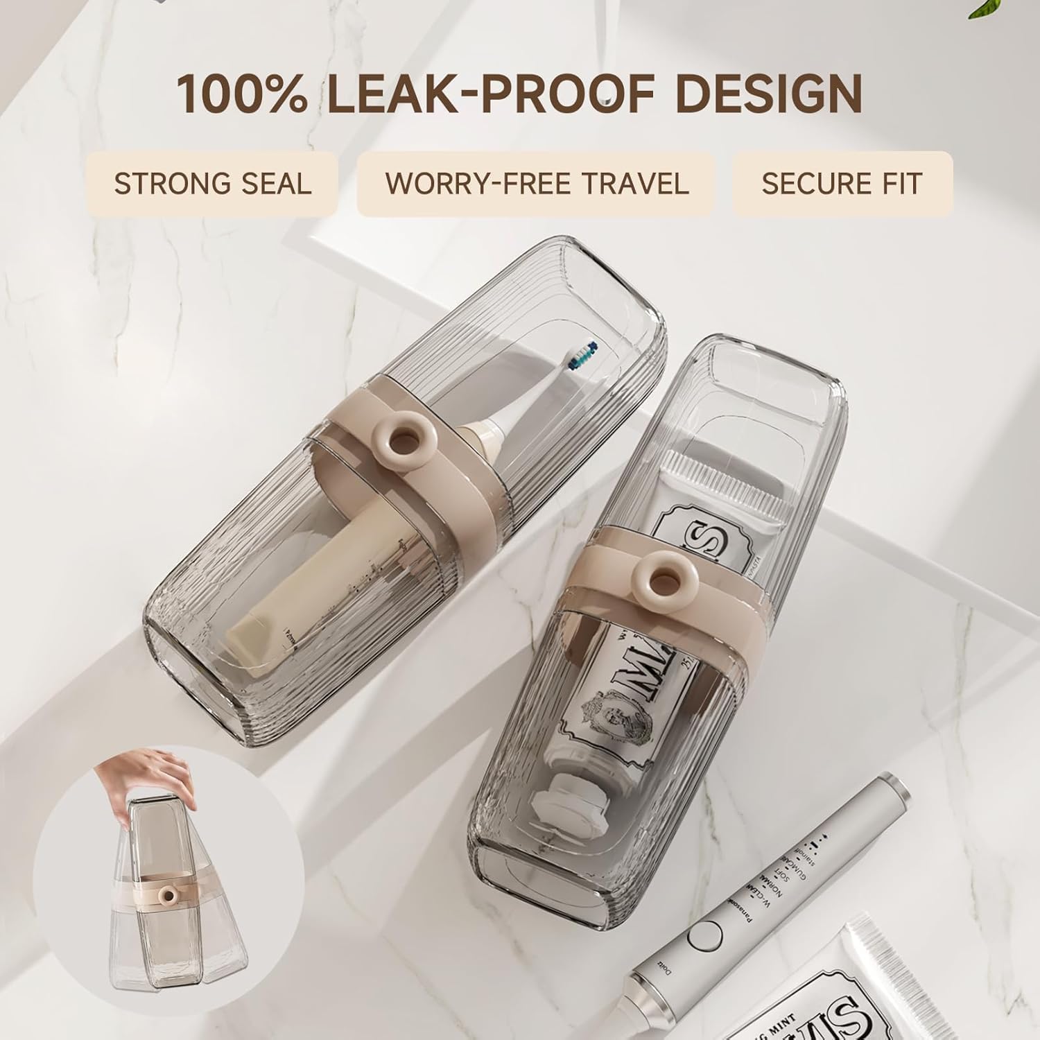 Toothbrush Travel Case, 2 in 1 Toothbrush Holder and Rinse Cup, Large Capacity Toothbrush Cup with Cover, Portable Travel Toothbrush Holder for Traveling, Camping, Trip - 1Pcs