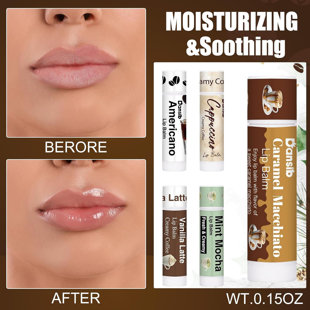 50 Pack Christmas Coffee Flavor Lip Balms Favors Bulk Coffee Lovers Gifts Cocoa Bar Party Favors Vanilla Latte Christmas Party Gifts Stocking Basket Stuffers for Women Men