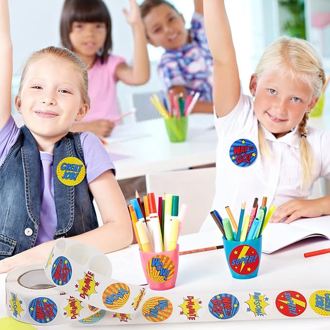 1000 Pieces Reward Stickers for Teachers,Fun Motivational Stickers Labels for Kids Students School Classroom in 16 Designs Styles (2 Rolls)