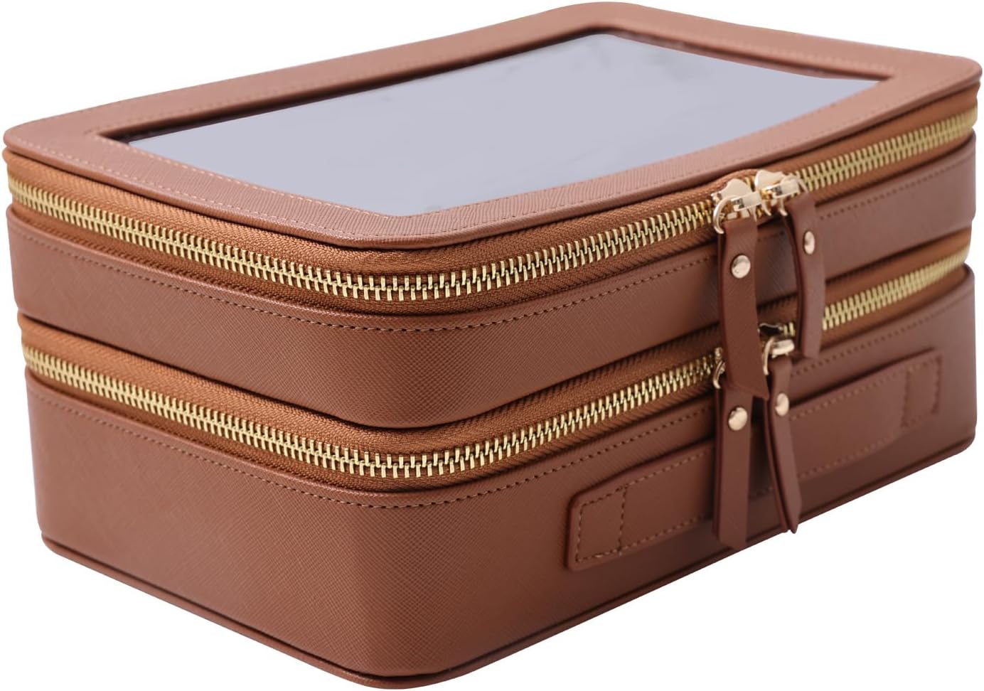 SANHECUN Clear Travel Toiletry bag Toiletry Case Carry on Travel Accessories Bag Makeup Bag Dimensions | LxWxH:9” x 6” x 4.2” (Brown, SHC-TL-2)