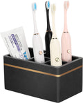 Shinowa Resin Toothbrush Holder, 5 Slots Hygienic Electric Toothbrush Holder Storage Stand Organizer for Toothbrush, Toothpaste, Razor, Gravel Black