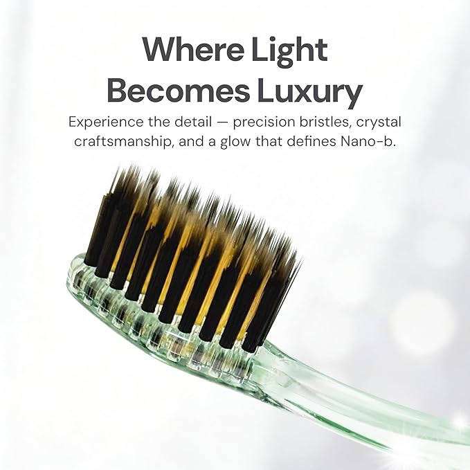 Nano-b Manual Toothbrush Set for Adults with Sensitive Gums, Gold & Charcoal Soft/Medium Bristles, Travel Cases, Blue, Pink, Green, Crystal, 8-Pack