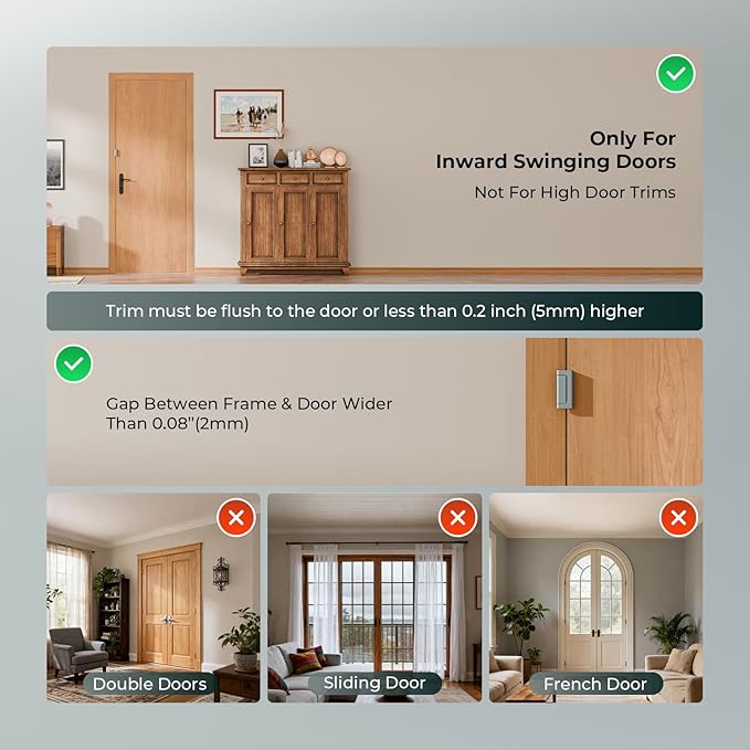 2Pack Home Security Door Reinforcement Lock Childproof, Door Lock for Kid Safety, Door Latch Stopper for Front Door Inside Top of Door, Aluminum Construction Finish