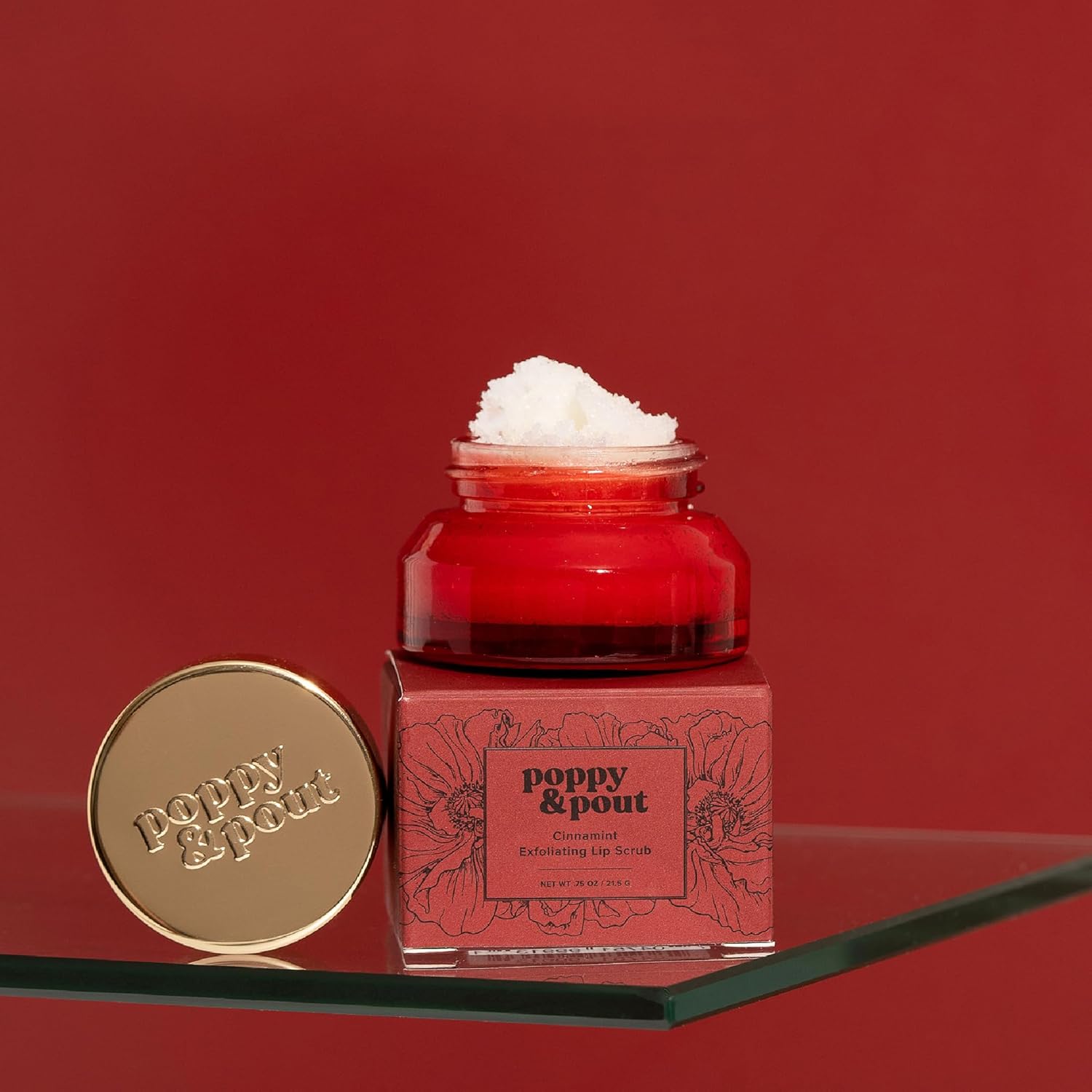 Poppy & Pout Lip Care Set | Lip Balm & Scrub | Sustainable Cardboard Tubes & Glass Jars, All Natural, Beeswax, Coconut Oil, Cruelty Free, Exfoliating & Moisturizing Lip Treatment (Cinnamint)