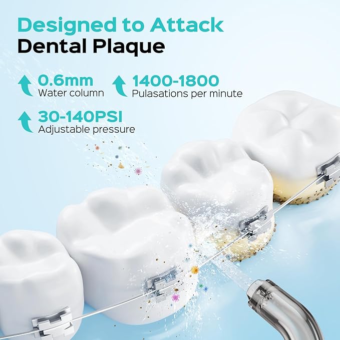 COSLUS Portable Water Flosser for Teeth: 3 Modes & 6 Pressure Settings with Jet Mode Water Dental Pick for Orthodontic, Braces, Sensitive Gums, Compact for Travel, 300ML for Multiple Users, Black C51