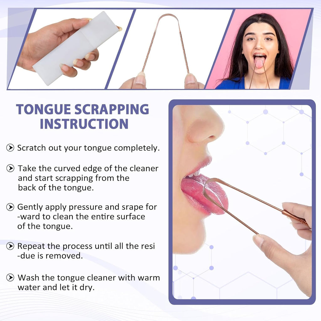 YAHIKA ENT Pure Copper Tongue Scraper for Adults, Tongue Scrubber for Bad Breath, Easy to Use, Tongue Cleaner for Oral Care & Hygiene (Copper Pack of 2 with Travel Case)