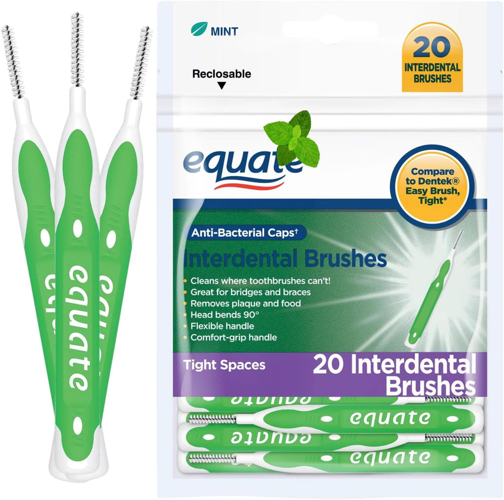 Ultra Tight Interdental Brushes for Tight Teeth Dental Picks for Plaque Removal Safe for Braces & Dental 20ct - Tight Mint Interdental Straight Brushes, Tight Bristles, 20 Count (01)