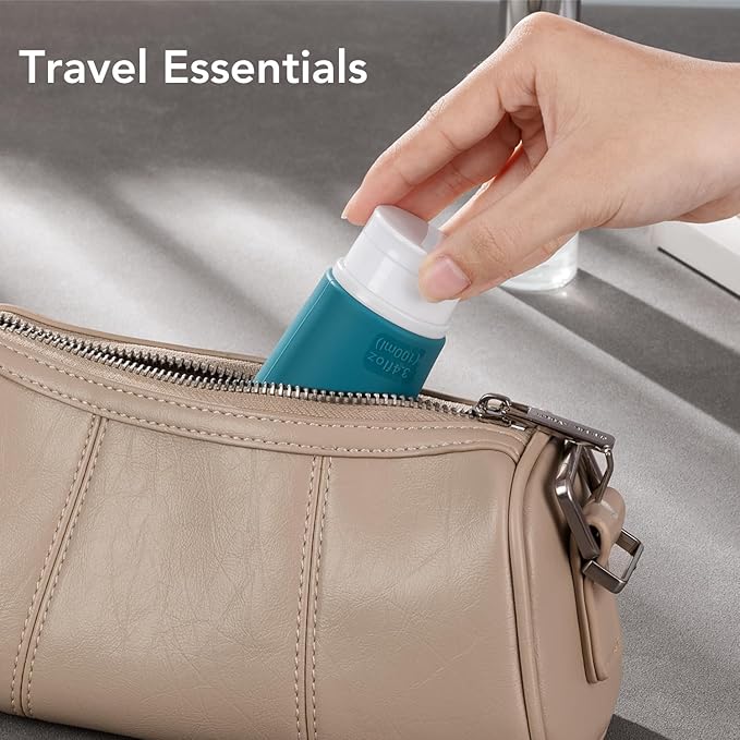 Valourgo TSA Approved Travel Bottles for Toiletries, 3.4oz Portable Leak Proof Tubes, BPA Free Refillable Accessories With Clear Toiletry Bag, Green