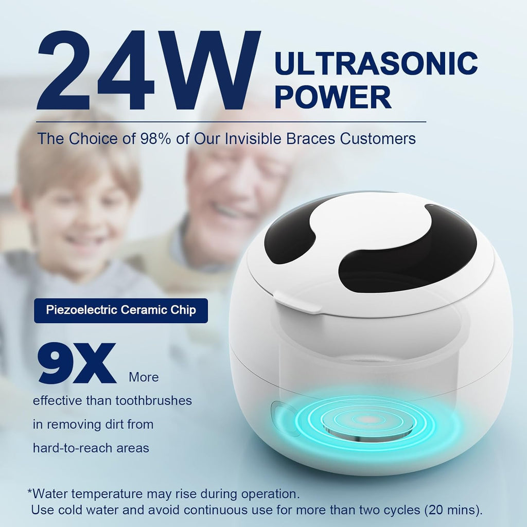 2025 Ultrasonic Retainer Cleaner Machine – 45kHz Retainer Cleaner for Night Guards, Mouth Guards, Dentures – 24W Dental Ultrasonic Cleaner with 4 Modes, 200ML – Great Gift for Braces Users