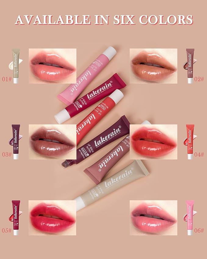 Butter Tinted Lip Balm-3 Colors Vanilla Beige Brown Poppy Pink Sugar Lip Gloss,Yummy Lip Stain Long Lasting, Hydrating Non-Stick Glow Reviver Lip Care Oil, Christmas Makeup Gift for Women-Set B