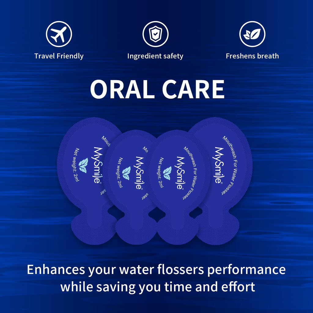 MySmile Water Flosser Mouthwash, Travel Size Concentrated Mouth Wash for Adults, 15x Concentrated Equals 200 FL oz, Alcohol Free for Bad Breath, Fresh Mint, (30 Uses, 0.06 fl oz)