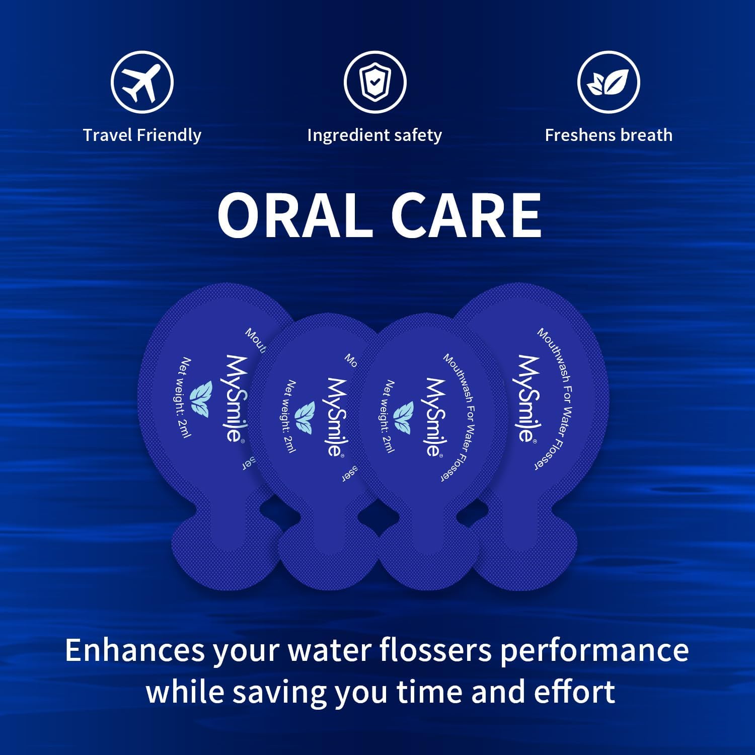 MySmile Water Flosser Mouthwash, Travel Size Concentrated Mouth Wash for Adults, 15x Concentrated Equals 200 FL oz, Alcohol Free for Bad Breath, Fresh Mint, (30 Uses, 0.06 fl oz)
